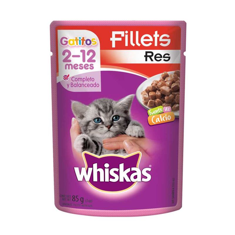 Alimento húmedo Whiskas gatitos sabor Res x85g