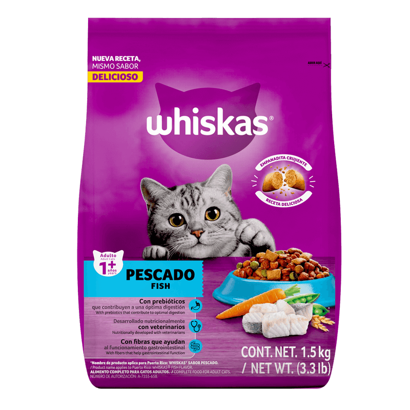 Alimento whiskas seco para gatos pescado