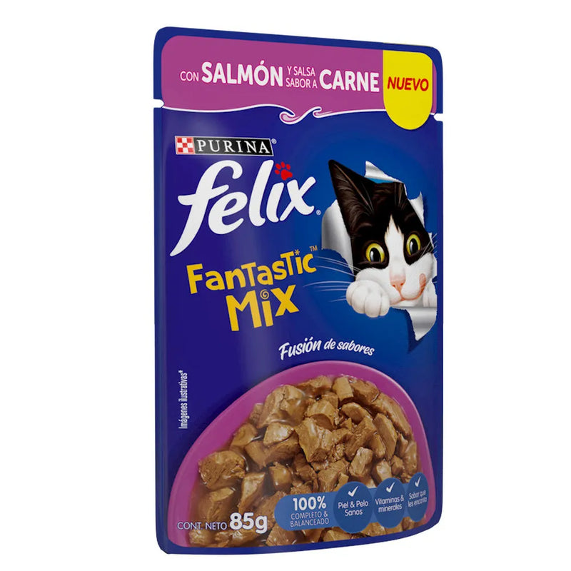 Alimento Húmedo Felix Mix con Salmón y salsa sabor a carne