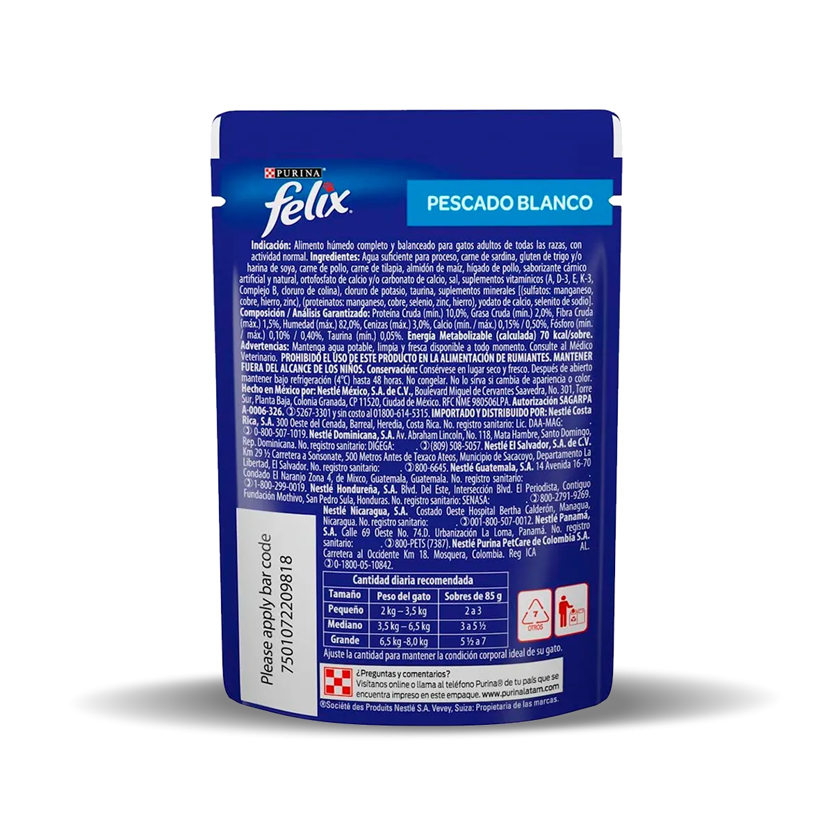 Alimento Húmedo Para Gato Felix Classic Con Pescado Blanco